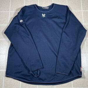 Majestic Therma Base NY Yankees‎ Navy Long Sleeve Pullover Mens Size XXL 2XL